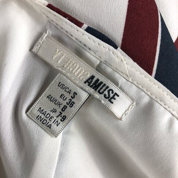 AMUSE SOCIETY Austin Striped Midi Dress Size Small V-Neck White Boho - Picture 6 of 8